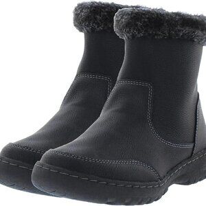Khombu Women's Addison Ankle Boots Faux Fur Shearling Lining Black Size 6